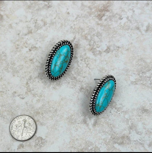Turquoise Stone Stud Earrings