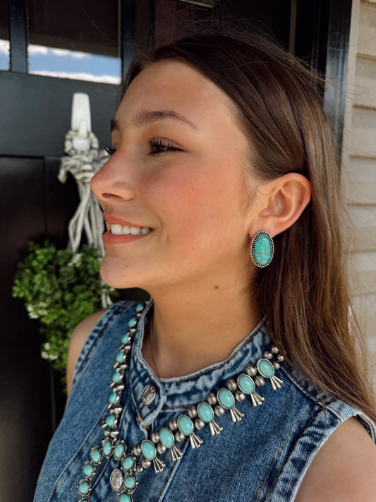Turquoise Stone Stud Earrings