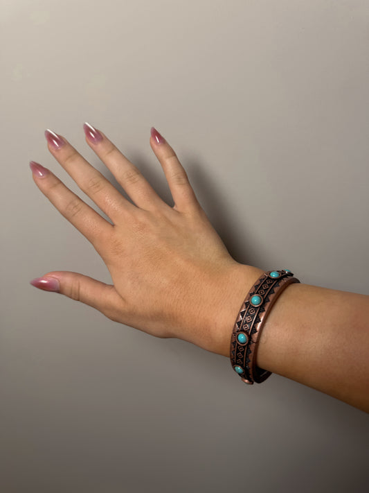 Copper Metal Turquoise Stone Bracelet