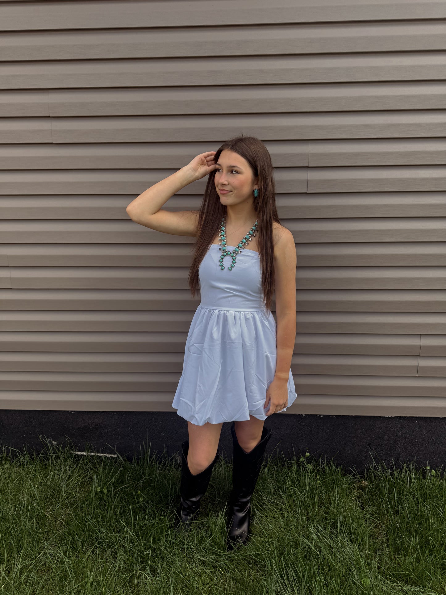 Strapless Bubble Mini Dress