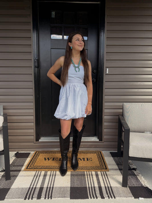 Strapless Bubble Mini Dress